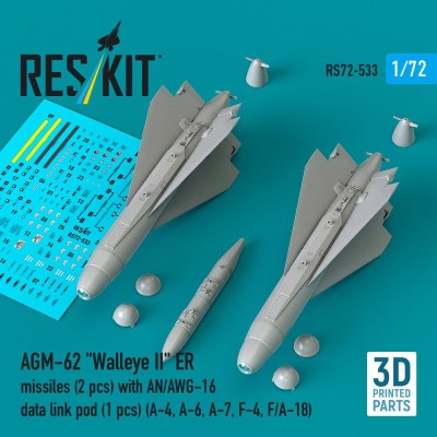 Reskit 72533 AGM-62 Walleye II ER w/ AN/AWG-16 pod (3 pcs) 1/72
