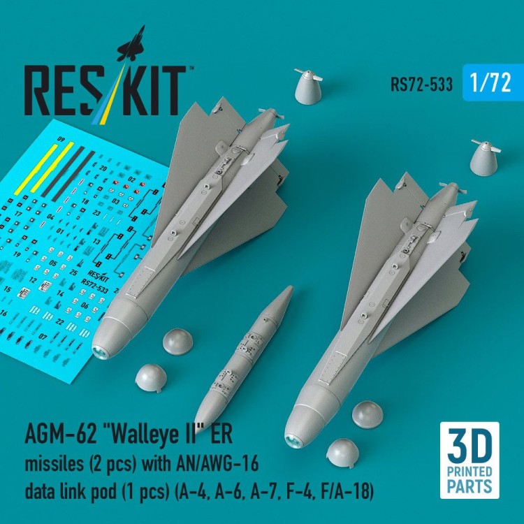 Reskit 72533 AGM-62 Walleye II ER w/ AN/AWG-16 pod (3 pcs) 1/72