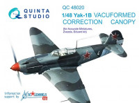 Quinta studio QC48020 Як-1Б (для моделей Accurate miniatures, Звезда, Eduard), 1 шт коррекционный набор остекления 1/48