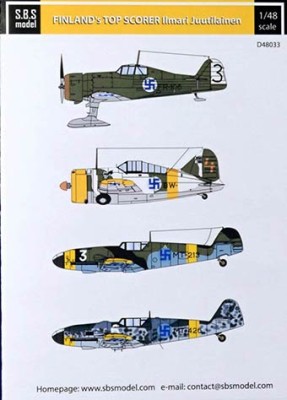 Sbs Model D48033 Декаль Finland's TOP SCORER Ilmari Juutilainen 1/48