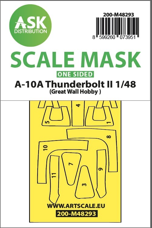 Art Scale 200-M48293 Fairchild A-10A Thunderbolt II canopy frame paint mask (outside only) 1/48