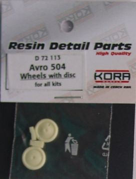 Kora Model D72113 Wheels for AVRO 504 (with disc) 1/72