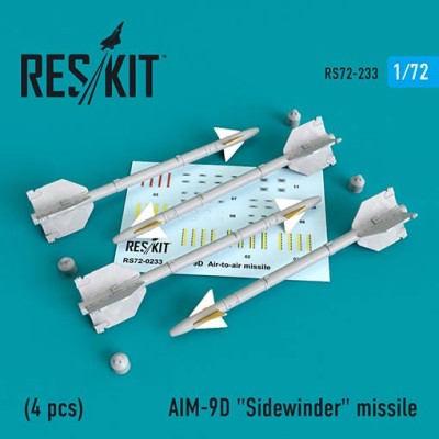 Reskit RS72-0233 AIM-9D Sidewinder missile (4 pcs.) 1/72
