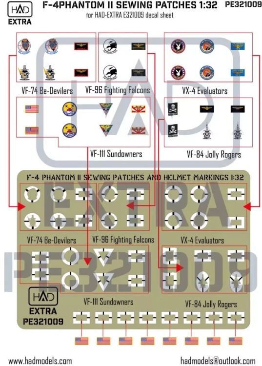 HAD PE321009 F-4 Phantom II Sewing Patches (PE set) 1/32