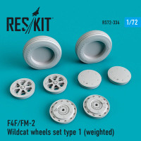 Reskit RS72-0334 F4F/FM-2 Wildcat wheels set type 1 (weighted) AZ model, Academy, Airfix, Arma Hobby, Dragon, Hasegawa, Hobby Boss 1/72