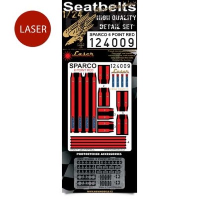 HGW 124009 Seatbelts SPARCO 6 Point RED (laser) 1/24