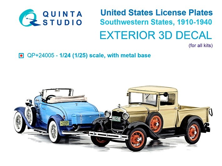 Quinta studio QP+24005 Автомобильные номера США, юго-западные штаты, 1910-1940 1/24