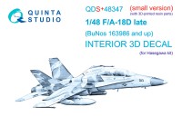 Quinta studio QDS+48347 FA-18D поздний (Hasegawa) (с 3D-печатными деталями) (Малая версия) 3D Декаль интерьера кабины 1/48