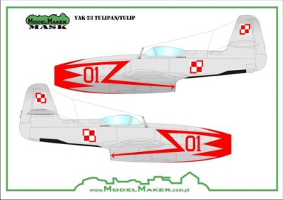 Model Maker Decals MD32017 Yakovlev Yak-23 Tulipan/Tulip mask 1/32