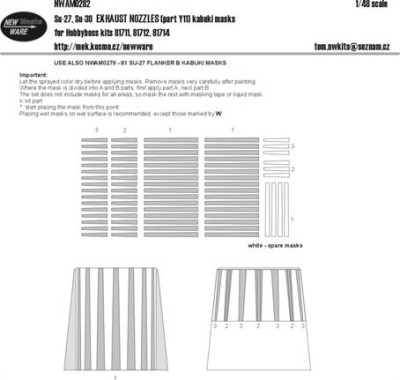 New Ware NWA-M0282 1/48 Mask Su-27, Su-30 EXHAUST NOZZLES (HOBBYB)