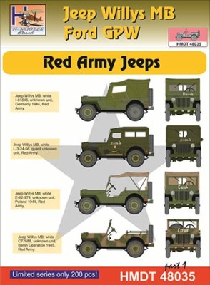 Hm Decals HMDT48035 1/48 Decals Jeep Willys MB/Ford GPW Red Army 1