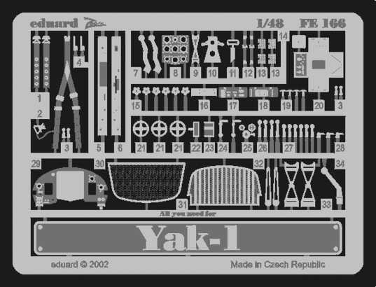 Eduard FE166 Yak-1 1/48 фототравление Zoom Цветное