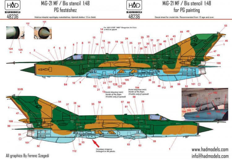 HAD 48236 MiG-21 MF/Bis stencils Part 1 декаль 1/48
