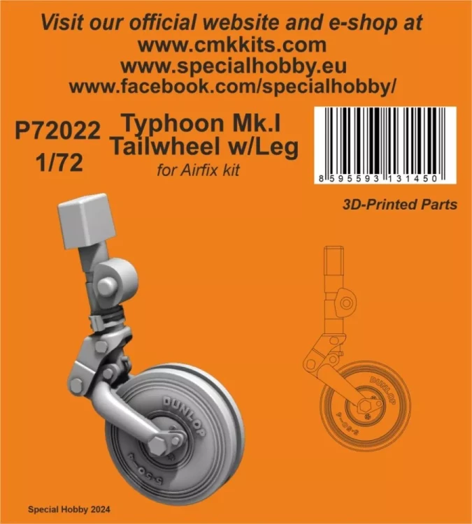 Cmk P72022 Typhoon Mk.I Tailwheel w/ Leg (AIRF) 3D-Prin. 1/72