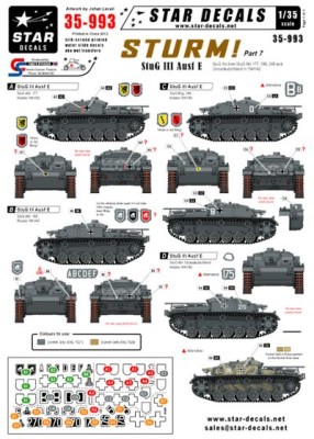Star Decals STAR35993 Sturm #7. Sturmgeschutz/StuG.III Ausf.E. Sturmgeschutz/StuG .Abt 177, 190, 249 and Grossdeutschland in 1941/42 1/35