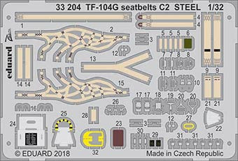 Eduard 33204 TF-104G seatbelts C2 STEEL 1/32