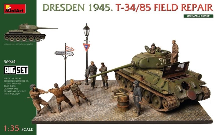 Miniart 36064 DRESDEN 1945, T-34/85 Field Repair, BIG SET 1/35