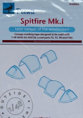 Peewit PW-M48005 1/48 Canopy mask Spitfire Mk.I late (AIRFIX)