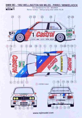 Reji Model 263 BMW M3 - 1992 Wellington 500 miles (decal) 1/24
