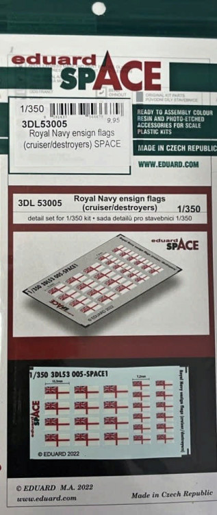 Eduard 3DL53005 Royal Navy ensign flags (cruiser/destroyers) 1/350