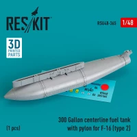 Reskit RSU48365 300 Gal.centerl.fuel tank w/ pyl. F-16 type 2 1/48