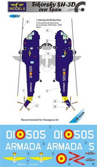 Lf Model C48187 Decals Sikorsky SH-3D over Spain (HAS) 1/48