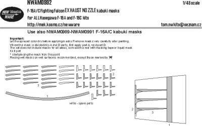 New Ware NWA-M0992 Mask F-16A/C Fighting Falcon EXH.NOZZLE (HAS) 1/48