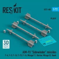 Reskit 72480 AIM-9J 'Sidewinder' missiles (4 pcs.) 1/72
