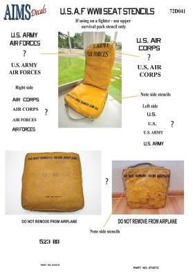 Aims AIMS72D041 USAF seat stencils - use lower pack stencils only on bombers 1/72