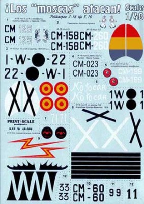Print Scale 48-067 Los Moscas atakan!» И-16 in Spain. Wet decal 1/48