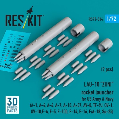 Reskit 72534 LAU-10 ZUNI rocket launcher US Army&amp;Navy (2x) 1/72