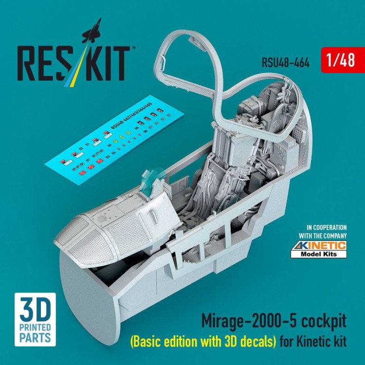 Reskit U48464 Mirage 2000-5 cockpit (Basic ed.w/ 3D) (KIN) 1/48