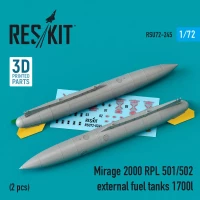 Reskit U72245 Mirage 2000 RPL 501\502 ext.fuel tanks 1700l 1/72