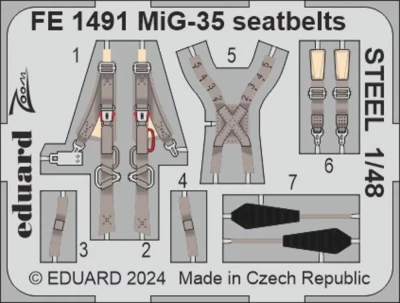 Eduard FE1491 MiG-35 seatbelts STEEL (H.B) 1/48