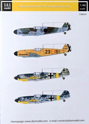 Sbs Model D48034 Декаль Bf-109F in Spanish Service 1/48