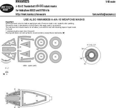 New Ware NWA-M1025 Mask A-10A/C Thunderbolt II BASIC (HOBBYB) 1/48