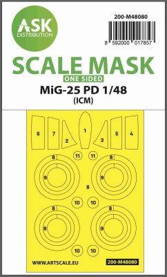 Art Scale 200-M48080 Mikoyan MiG-25PD wheels and canopy frame paint mask (outside only) 1/48