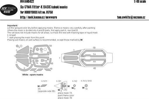 New Ware NWA-M0422 1/48 Mask Su-17M4 Fitter-K BASIC (HOBBYB 81758)
