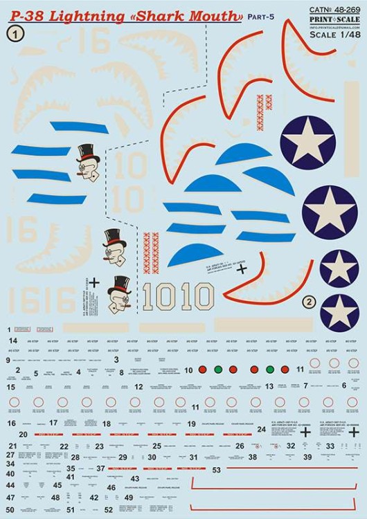 Print Scale 48269 Lockheed P-38 Lightning Shark Mouth Part 5P-38 Lightning Part 5 / 48-269 / 1/48