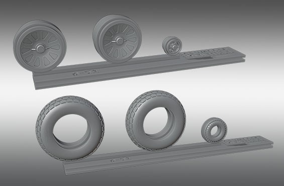 Print Scale PSW48016 North-American P-51D Mustang Resin Rims And Elastic Rubber Wheels 1/48
