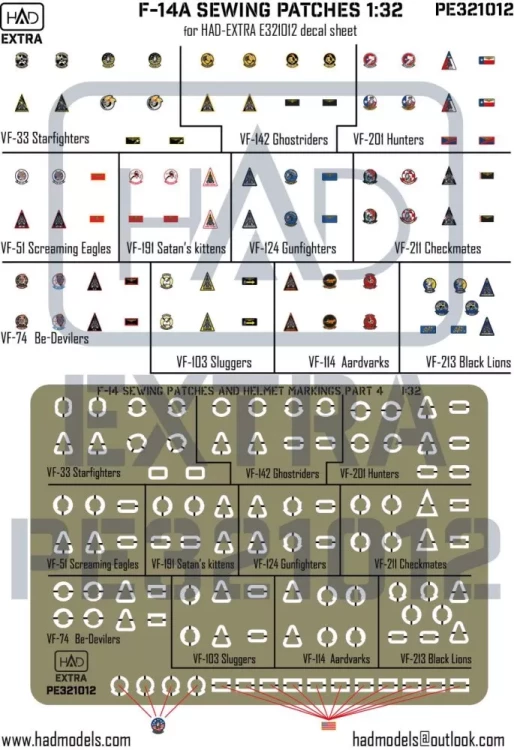 HAD PE321012 F-14A Sewing Patches (PE set) Vol.4 1/32