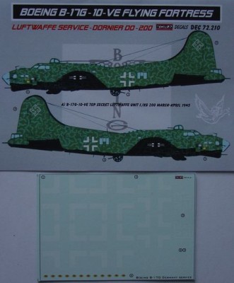 Kora Model DEC72210 Boeing B-17G-10-VE Luftwaffe Service декали декали 1/72