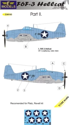 Lf Model C44143 Decals F6F-3 Hellcat (PLATZ/REV) Pt.II 1/144