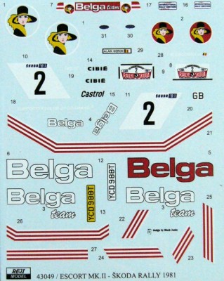 Reji Model 43049 ESCORT MK.II - BELGA Winner Rally Skoda 1981 1/43