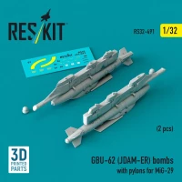 Reskit 32491 GBU-62 (JDAM-ER) bombs w/ pylons for MiG-29 1/32