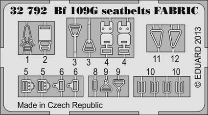 Eduard 32792 Bf 109G seatbelts FABRIC