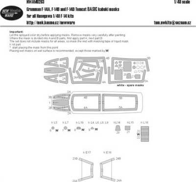 New Ware NWA-M0283 1/48 Mask Grumman F-14A/B/D Tomcat BASIC (HAS)