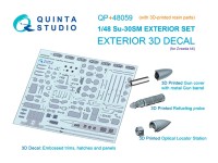 Quinta studio QP+48059 Набор экстерьера Су-30СМ: накладки, лючки и панели, ствол пушки, ОЛС и штанга дозаправки (Звезда) 1/48