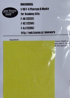 New Ware NWA-M0005 1/48 Masks for F-4 Phatnom II (ACAD)