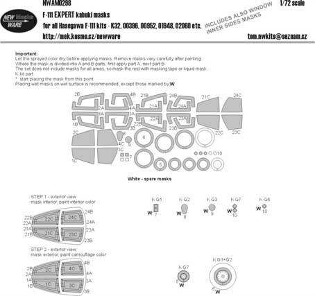 New Ware NWA-M0298 1/72 Mask F-111 EXPERT (HAS)